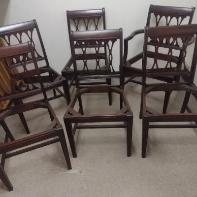 Set of Six Matching Vintage Chippendale Style Chairs