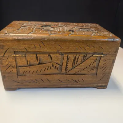 Hand Carved Japanese Wood Box