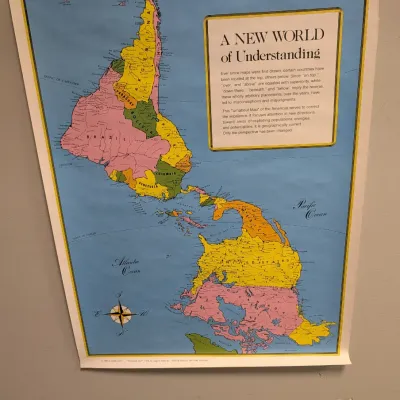 A New World Of Understanding Map 1982 Jesse Levine Turnabout Map 17 1/4" x 22 1/2" #4