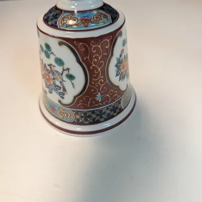 Vintage Porcelain Hand Bells With Wooden Handles - Set of 3