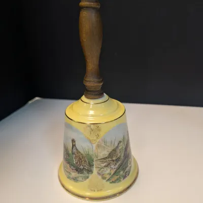 Vintage Porcelain Hand Bells With Wooden Handles - Set of 3