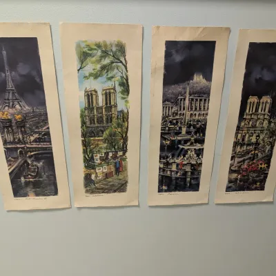 21 1/2" x 8 1/4" Vintage Paris Lithographs