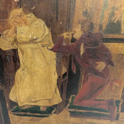 Antique Jose Frappa Framed Print 'The Confession'