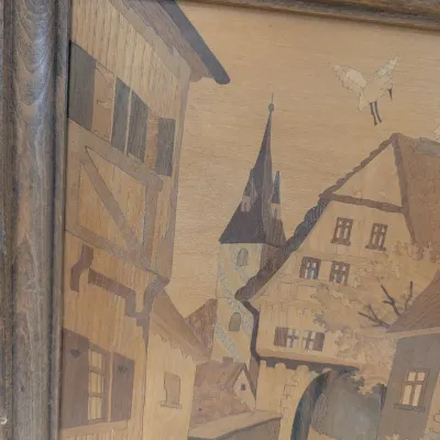 German Wood Inlay Artwork 13 1/4" X 11"