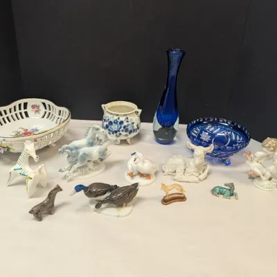 Glass & Porcelain Items (All The Pieces Have A Chip Or Crack)