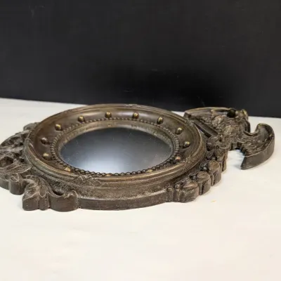 Homoc ?retake 12 1/2" x 8" Vintage Homoc Federal Eagle Convex Porthole Mirror