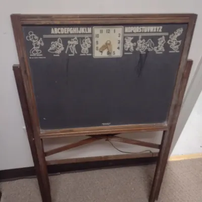 Vintage Mickey Mouse Disney Character Child's Learning Center Folding Chalkboard