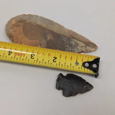 2 Knapped Stone Projectile Points / Blades - Big Sandy Scraper #3