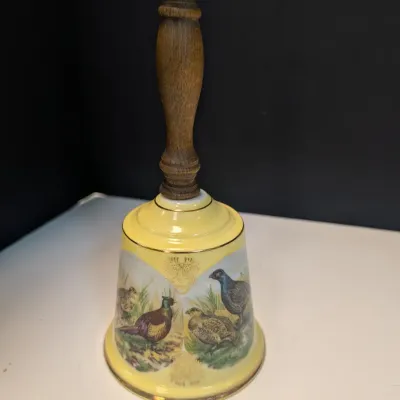 Vintage Porcelain Hand Bells With Wooden Handles - Set of 3