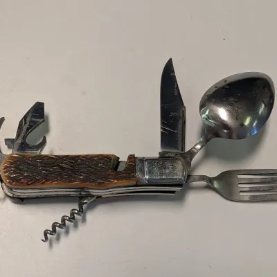 Sad Iron, Orient Oil Stone, & Vintage Hobo Style Folding Pocket Knife
