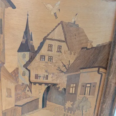German Wood Inlay Artwork 13 1/4" X 11"