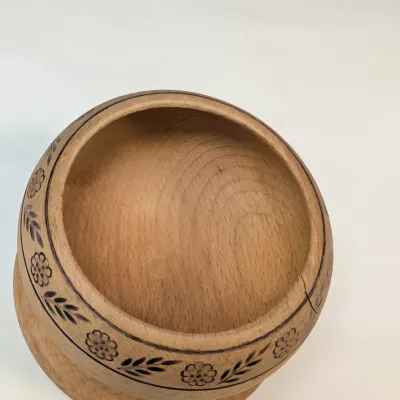 3 1/2" Made In Greece Wooden Castle Wall Decor & Hand Turned Bowl