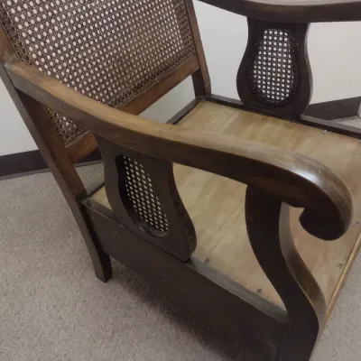 Mid Century Wood Frame Chair with Cane Back Chair