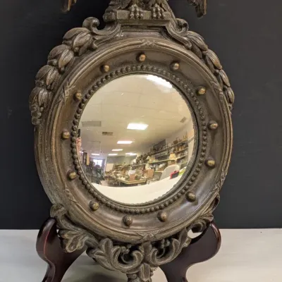 Homoc ?retake 12 1/2" x 8" Vintage Homoc Federal Eagle Convex Porthole Mirror