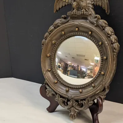 Homoc ?retake 12 1/2" x 8" Vintage Homoc Federal Eagle Convex Porthole Mirror