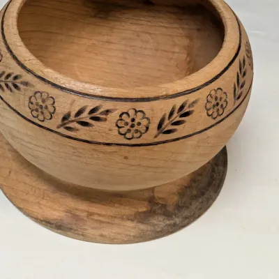 3 1/2" Made In Greece Wooden Castle Wall Decor & Hand Turned Bowl