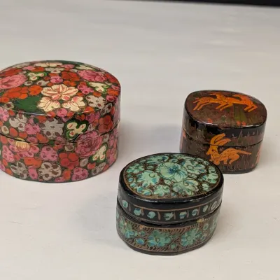 Hand Painted Lacquer Trinket/Pill Boxes