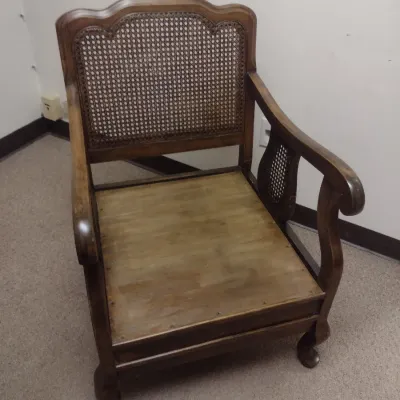 Mid Century Wood Frame Chair with Cane Back Chair