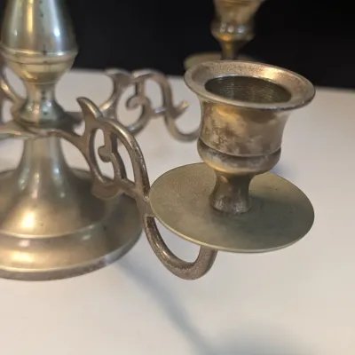 Vintage Brass 5-Candle Candelabra - 4 Arm Centerpiece