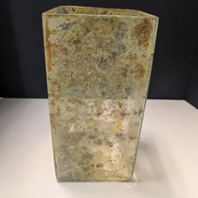 Green Speckled Tall Square Vase