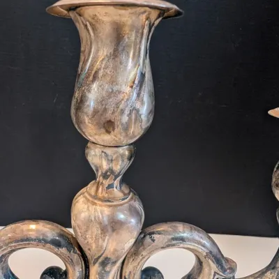 ♔835 Weighted 3-Arm Candelabra Candle Holder Two Tier