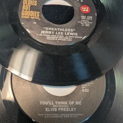 Vintage 45 RPM Records Elvis Presley, Jerry Lee Lewis, Tommy Boy & Bruce Springsteen