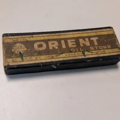 Sad Iron, Orient Oil Stone, & Vintage Hobo Style Folding Pocket Knife