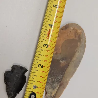 2 Knapped Stone Projectile Points / Blades - Big Sandy Scraper #3