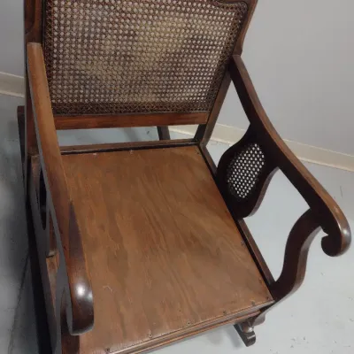 Wooden Rocking Chair with Cane Back
