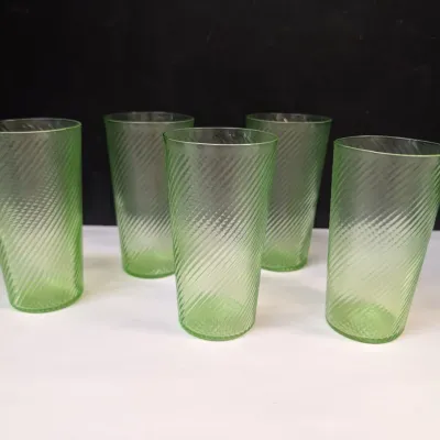 Set of 5 Rare 1930's Federal Glass "Corded Optic" Design
