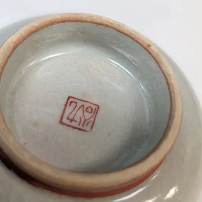 Vintage Kutain Ware Daruma Sake Cup & Japanese Doll Sake Cup