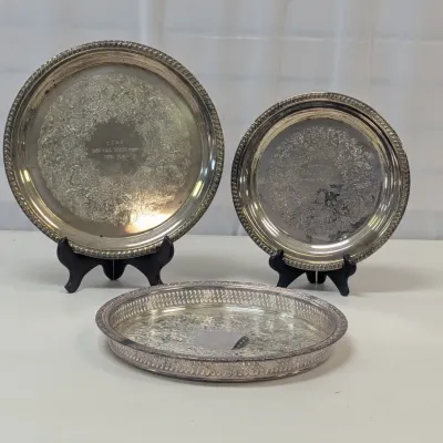 Silver Plated Round Serving Plates 1980's
