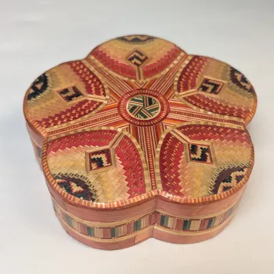 Vintage Straw Marquetry Trinket Boxes