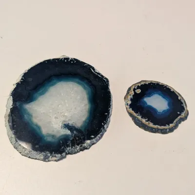 Pair Of Blue Sliced Agate Geode