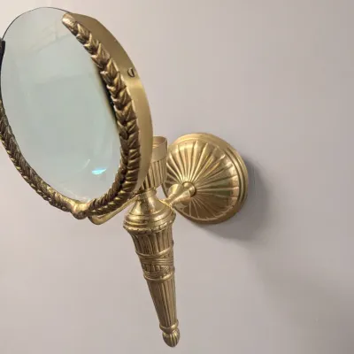 Vintage Brass Desk Magnifying Glass on Swivel Stand