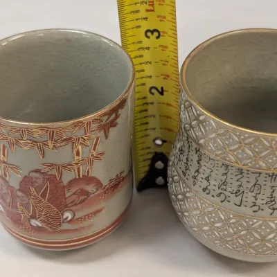 Vintage Kutani Ware Style Pottery Tea Cups