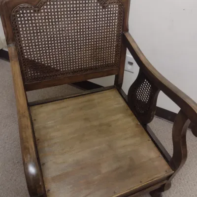 Mid Century Wood Frame Chair with Cane Back Chair