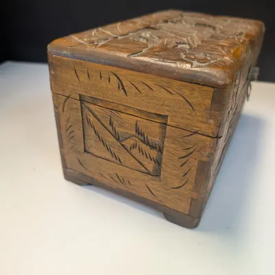 Hand Carved Japanese Wood Box