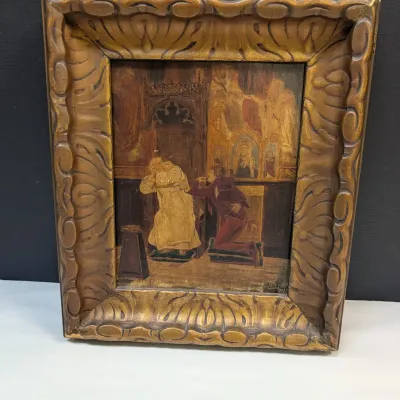 Antique Jose Frappa Framed Print 'The Confession'