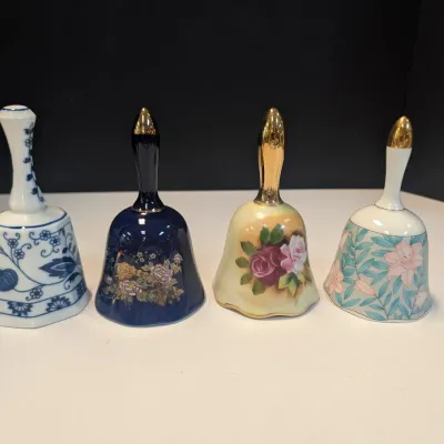 Vintage Porcelain and Ceramic Hand Bells - Set of 4
