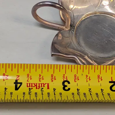 Vintage WMF Silver Plate & Crystal Glass Miniature Bowl With Spoon Leaf Design