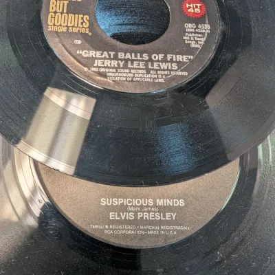 Vintage 45 RPM Records Elvis Presley, Jerry Lee Lewis, Tommy Boy & Bruce Springsteen