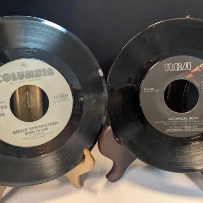 Vintage 45 RPM Records Elvis Presley, Jerry Lee Lewis, Tommy Boy & Bruce Springsteen