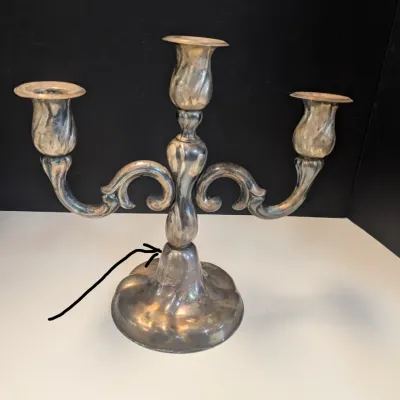 ♔835 Weighted 3-Arm Candelabra Candle Holder Two Tier