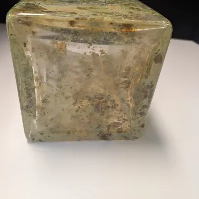 Green Speckled Tall Square Vase