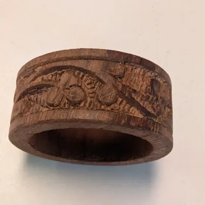 Wood Leaf Carved Trivet, Rosewood, Carved Hand & Foot, Carved Napkin Holder & Cherry Wood House Blessing Sign