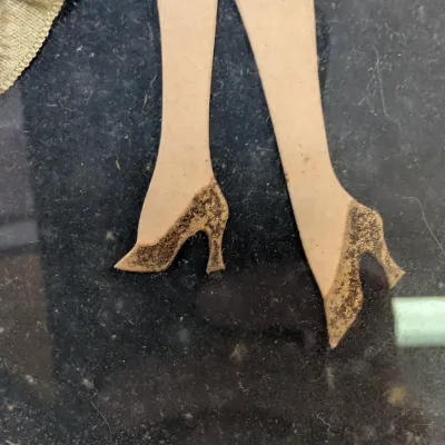 Vintage Framed Ribbon Paper Doll