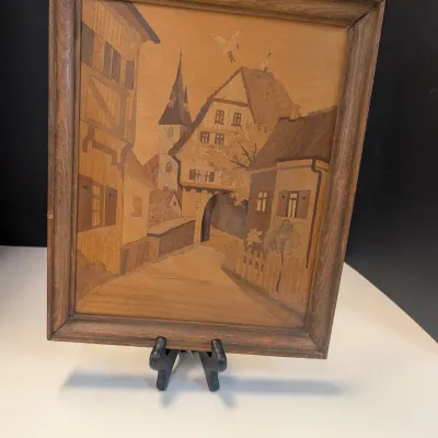 German Wood Inlay Artwork 13 1/4" X 11"