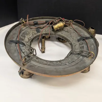 Art Deco 4 Light Brass Chandelier