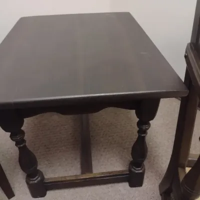 Vintage Wood Frame Chair with Side Table